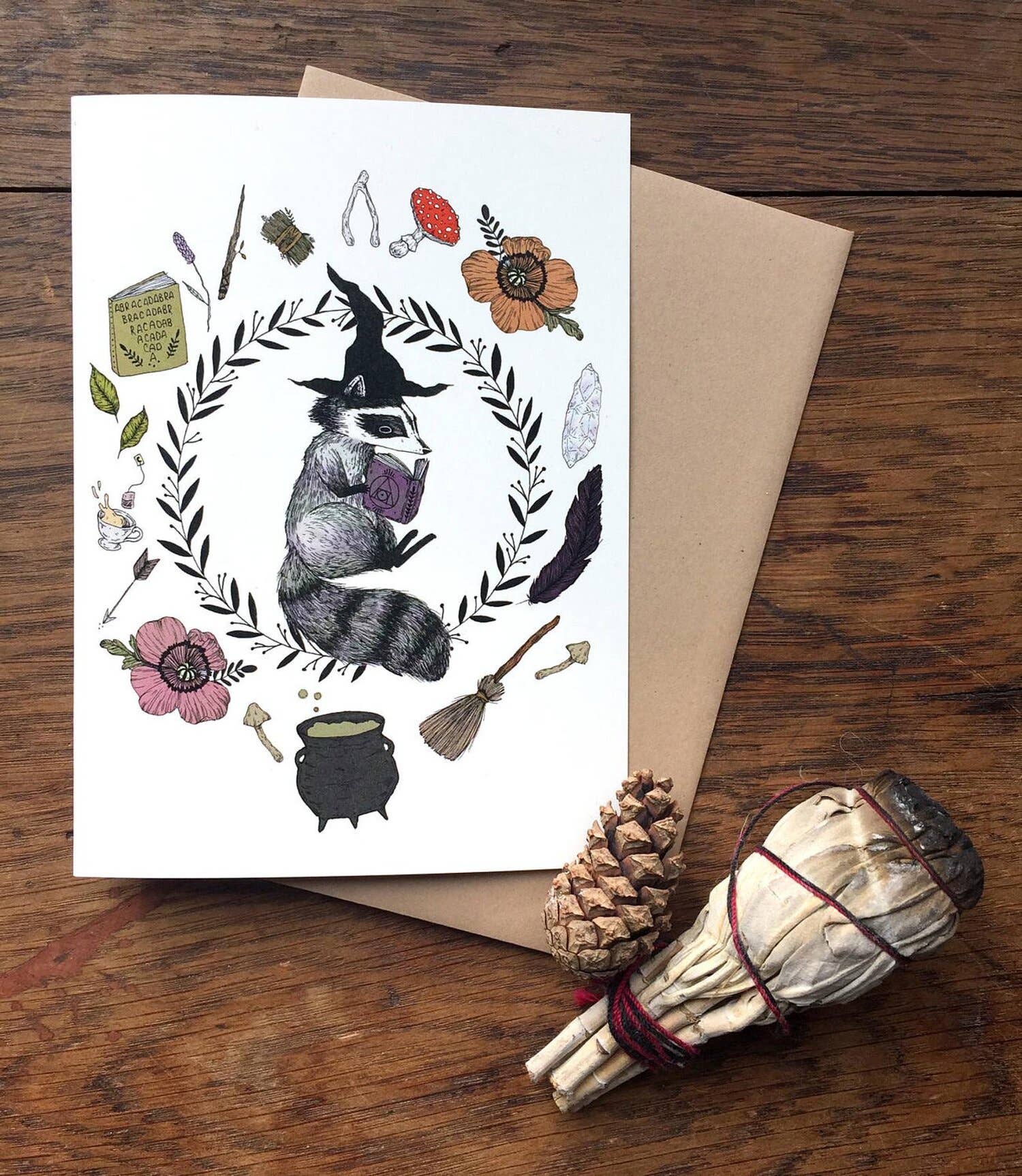 Marika Paz Illustration - Wholesale Everyday Greeting Card - Magic Student Raccoon Greeting Card1