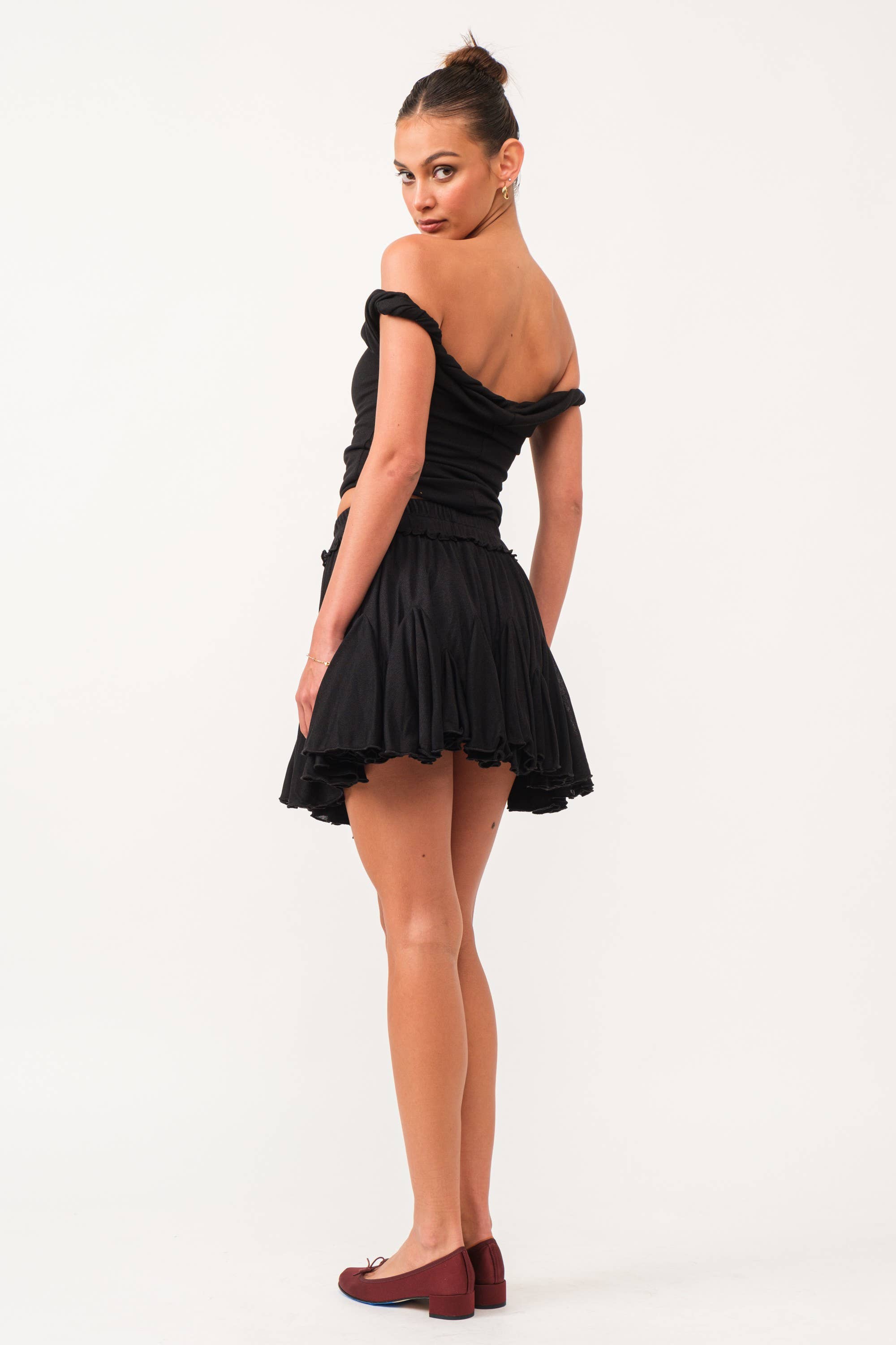 Isla Flared Mini Skirt - BLACK for wholesale on Faire3