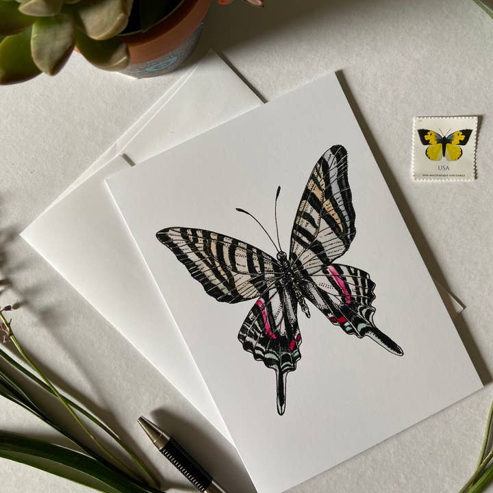 Tarjeta de felicitación Zebra Swallowtail Butterfly para venta al por mayor de Sarah Rose