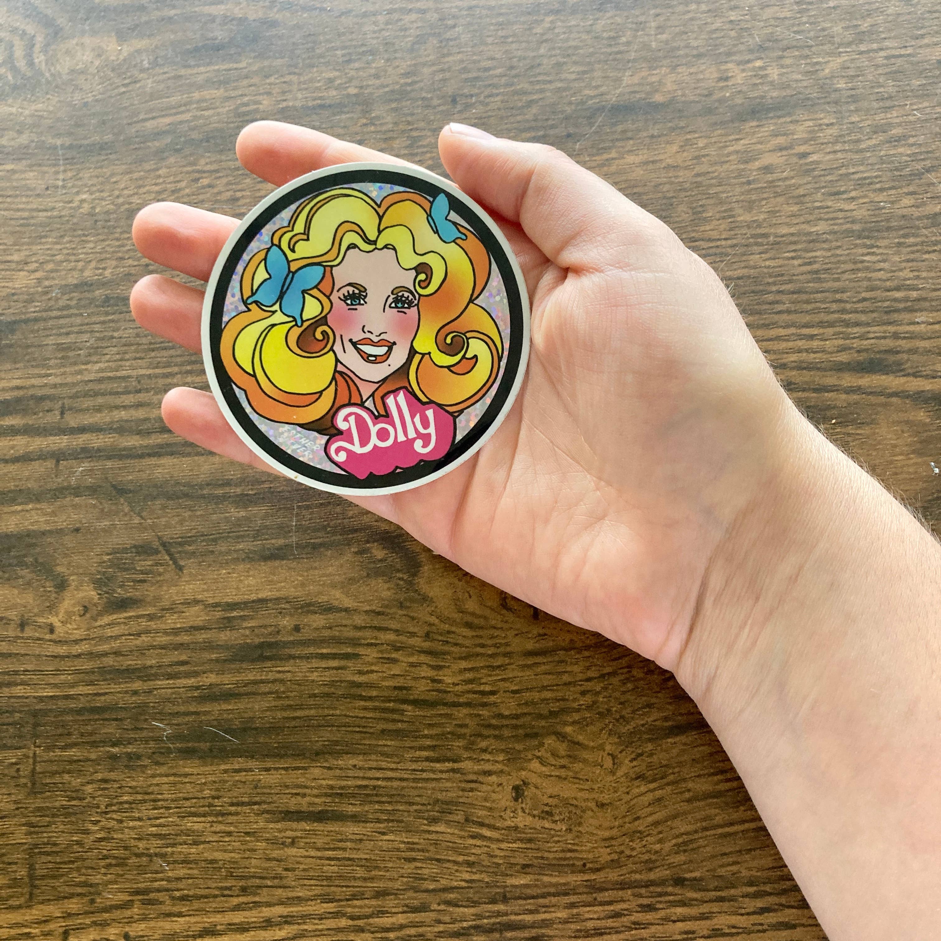 Esther Sketch - Venta al por mayor Pegatina - Pegatina con purpurina Barbie Dolly de Backwoods de 3 x 3 pulgadas1