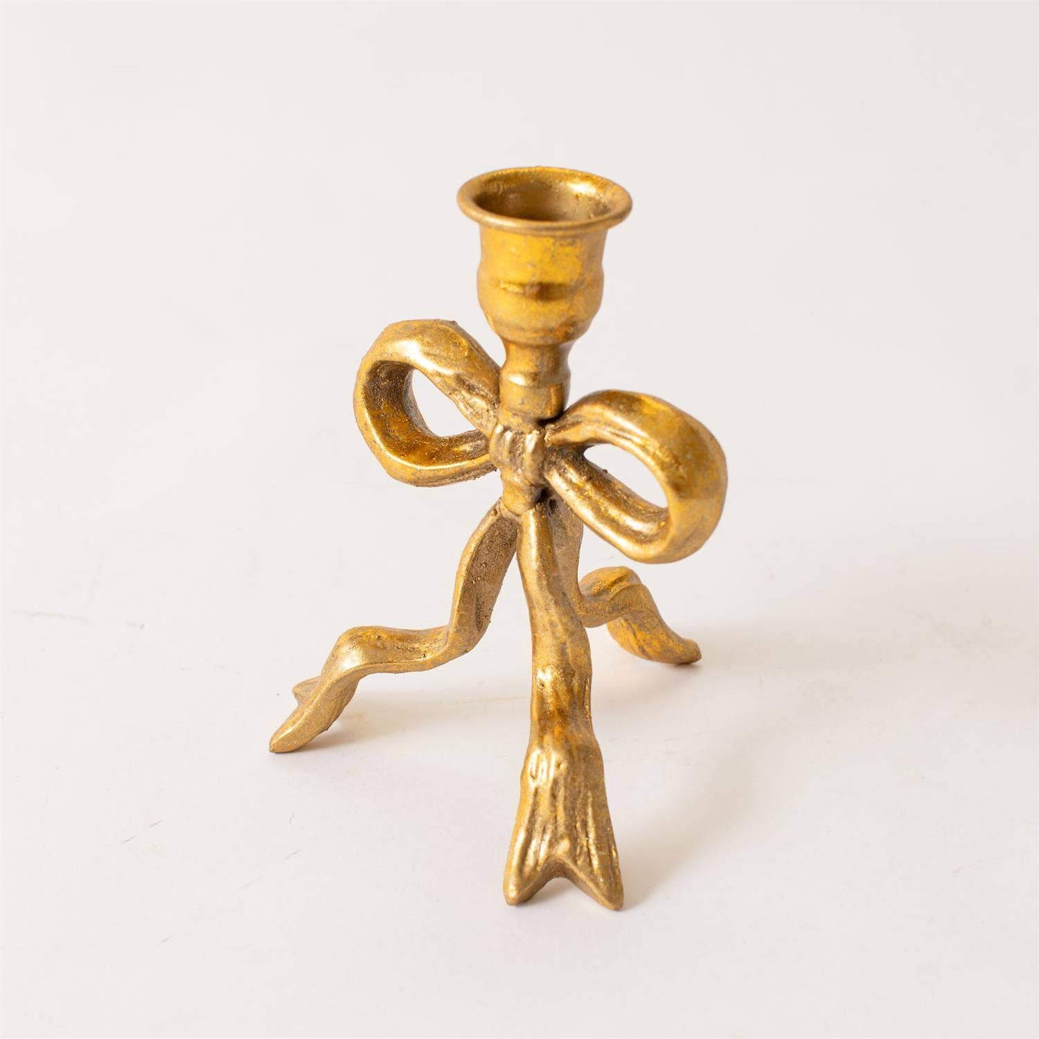 Audrey's Home & Gift - Wholesale Candle Holder - Candle Holder - Gold Metal Tied Bow (Pk/04)1