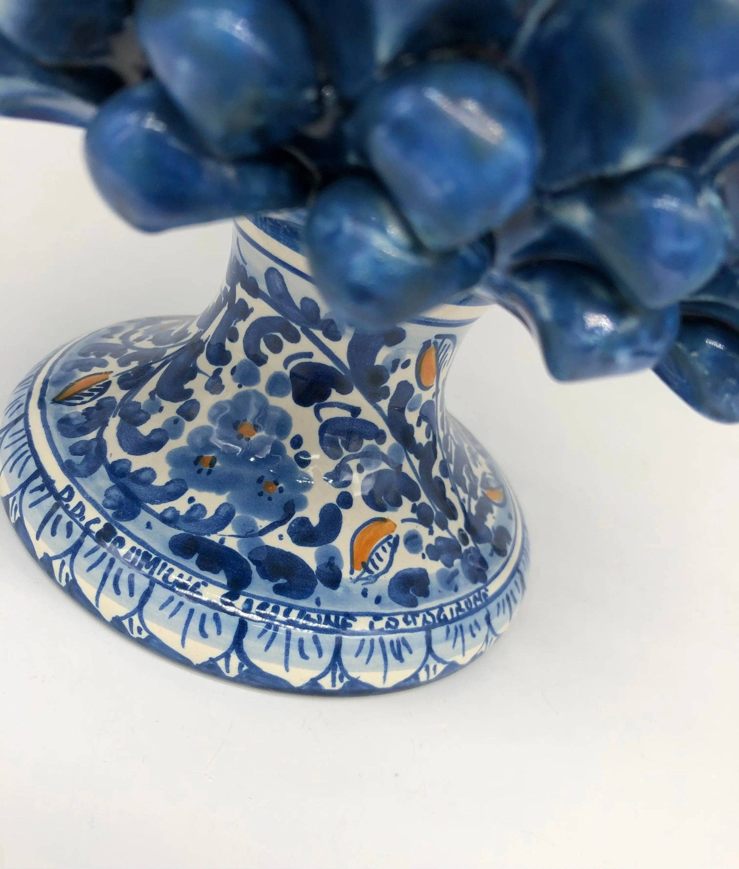 DD Ceramiche Siciliane - Wholesale Decorative Plate/Dish/Bowl - Half Pinecone Ceramic Caltagirone cm H.20 L.20 Handmade Antique Blue Decorated Base2