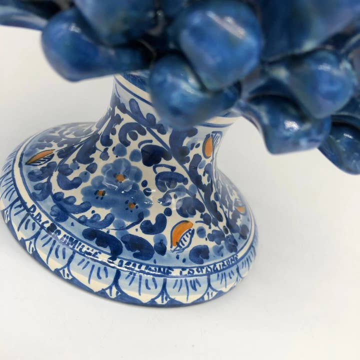 DD Ceramiche Siciliane - Wholesale Decorative Plate/Dish/Bowl - Half Pinecone Ceramic Caltagirone cm H.20 L.20 Handmade Antique Blue Decorated Base2