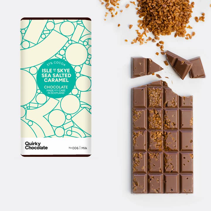 Salted Caramel Milk Chocolate Bar, 100g for wholesale by Quirky Chocolate