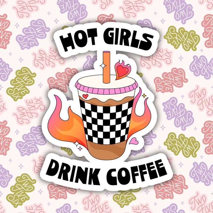 Autocollant Filles Sexy Boivent du Café pour la vente par 256 Craft Co