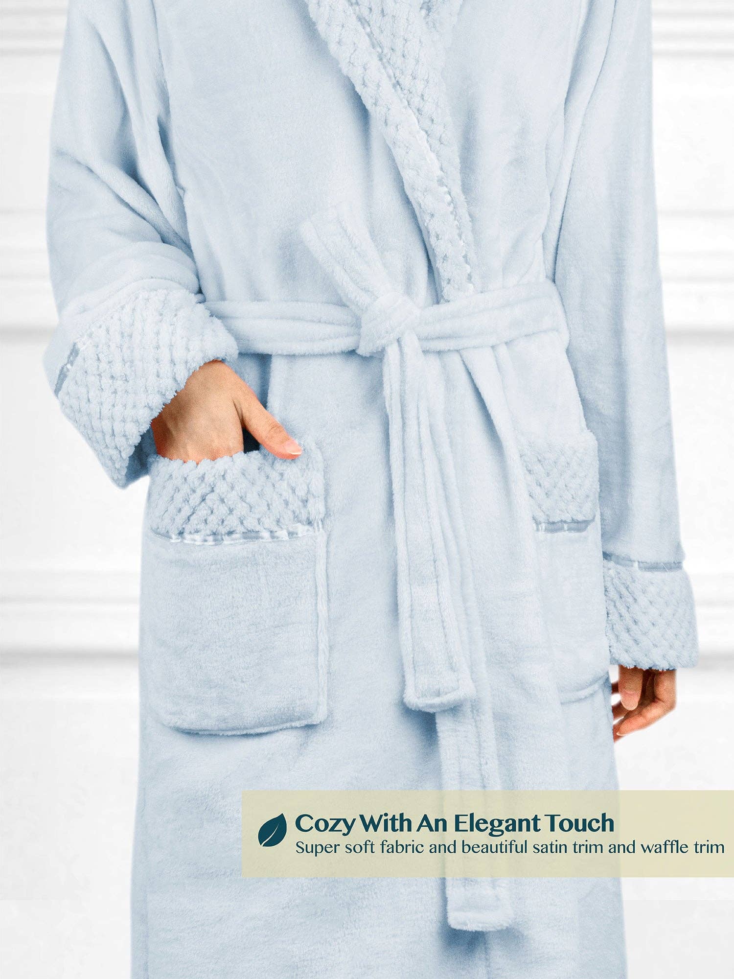 Pavilia - Wholesale Badjas - Dames - Damesbadjas van fleece met satijnen en wafelkanten44