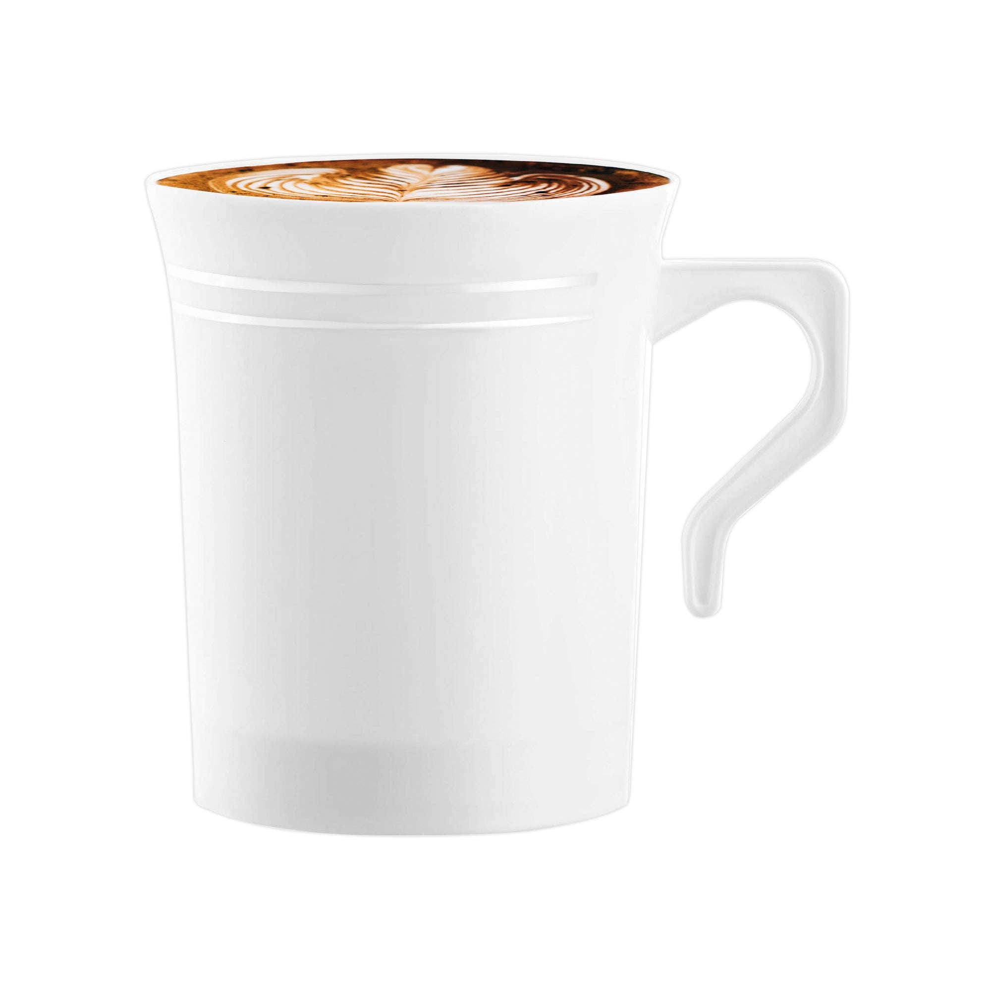 Smarty had a Party - Wholesale Disposable Cup - 8 oz. White w/ Silver Edge Rim Plastic Coffee Mugs - 10 pcs1