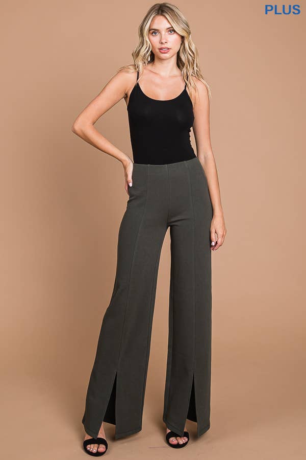 Culture Code - Wholesale Pants - Women's - CJP1810X - HIGH WAIST SLIT FRONT WIDE PANTS4