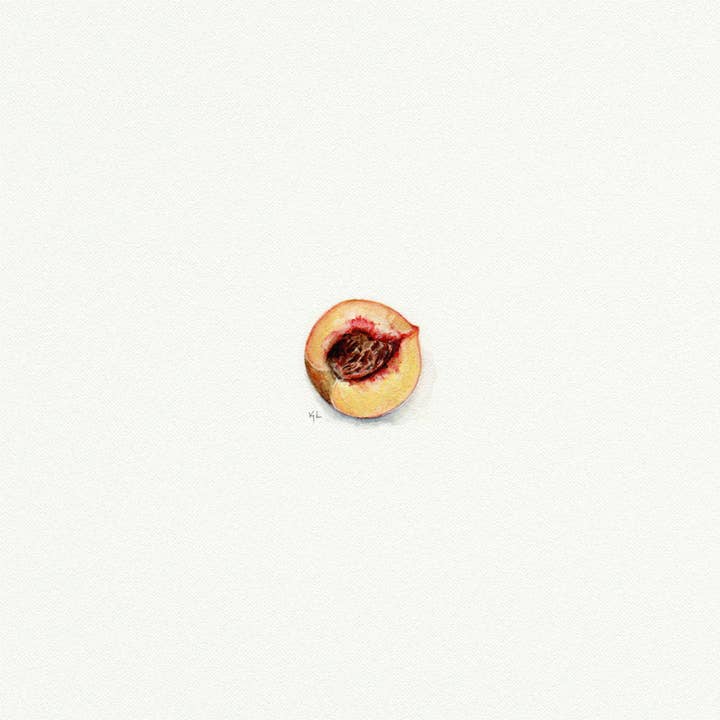 Karen Libecap Tiny Paintings - Vendita all'ingrosso Stampa artistica - Pittura ad acquerello in miniatura color pesca - Stampa artistica 1