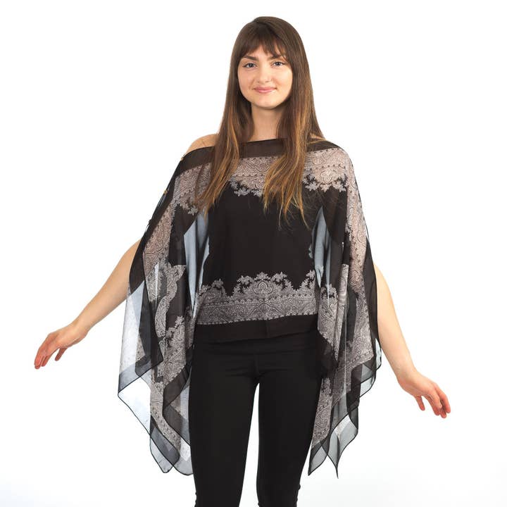 Coprispalle in Chiffon Paisley/ Poncho/ Stola da Sera per la vendita all'ingrosso da parte di Ruby Sera