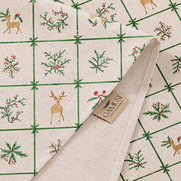 GAMUSI - Wholesale Tablecloth - NORLI soft linen Christmas jacquard tablecloth3