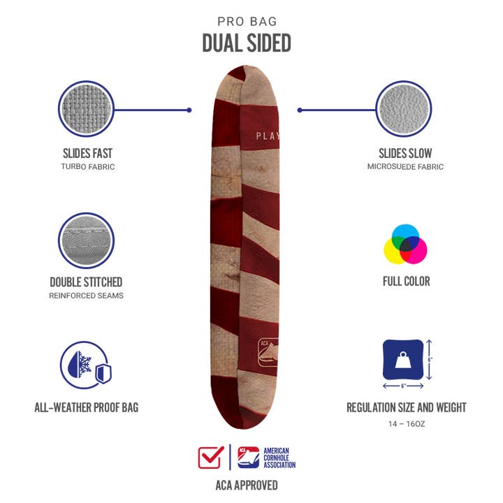 American Cornhole Association - Wholesale Cornhole - Cloth American Flag Synergy Pro Cornhole Bags3