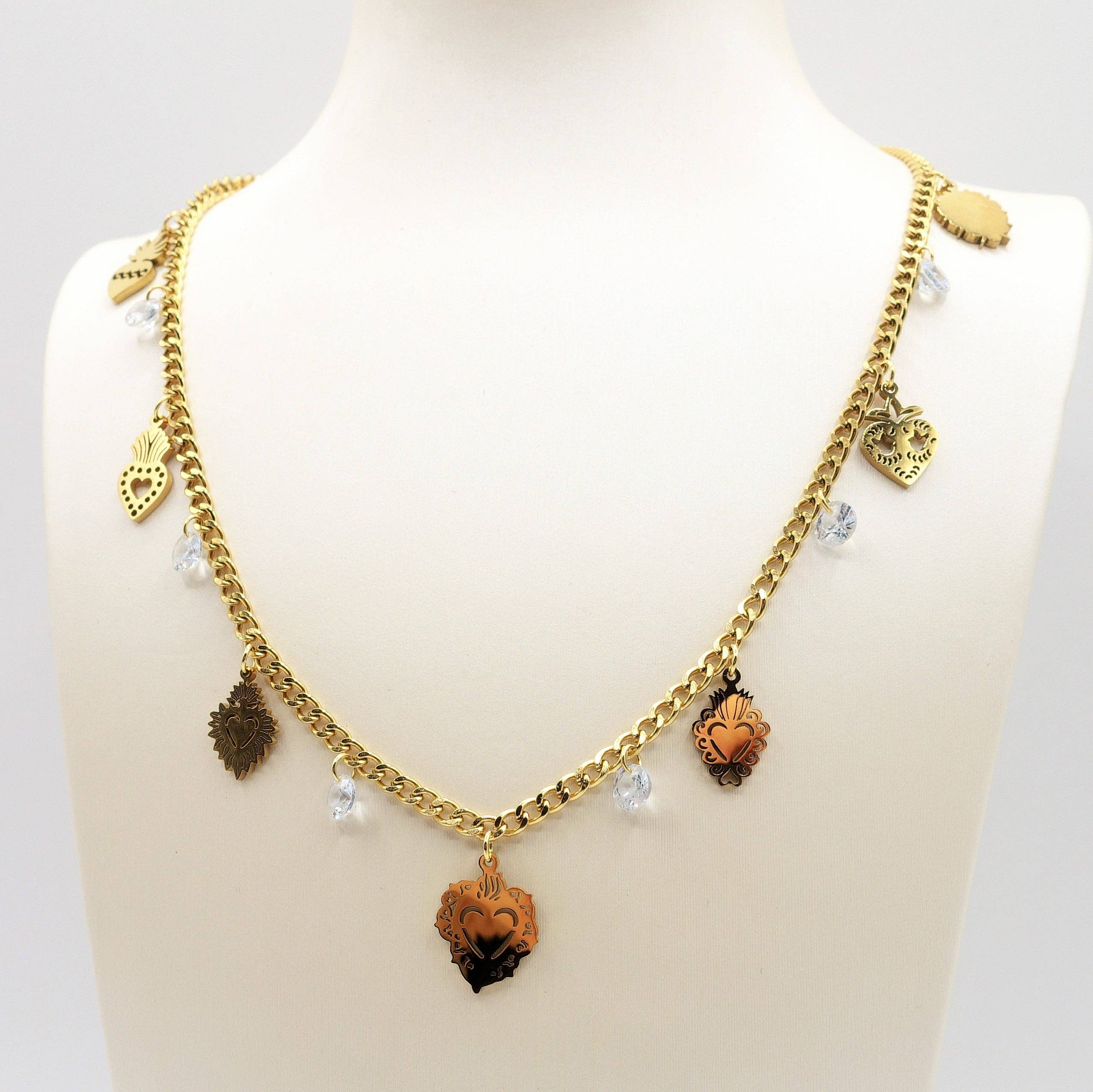 Daemon srls – Engroshandel Halskæde med vedhæng – SACRED ~ halskæde i rustfrit stål med hellige hjerter7