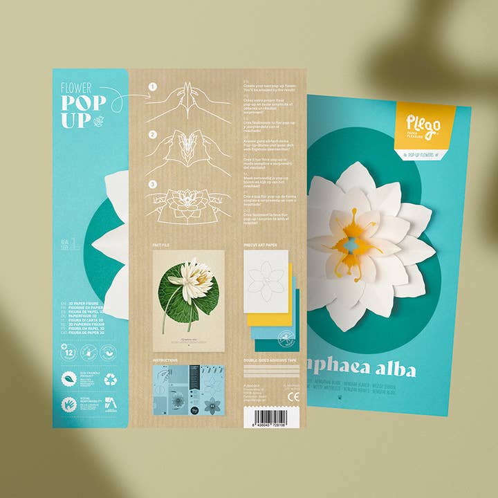 Today is Art Day - Wholesale DIY Craft Kit - White Waterlily - Flower 3D Pop-Up Figure by Plego