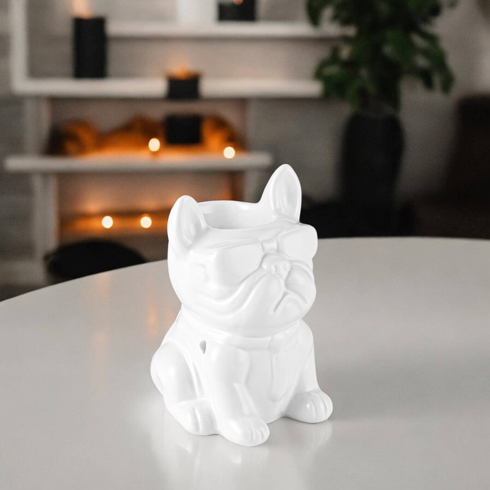 Zen'Arôme - Wholesale Tapered Candle/Candlestick - White Boubou French Bulldog Ceramic Incense Burner5