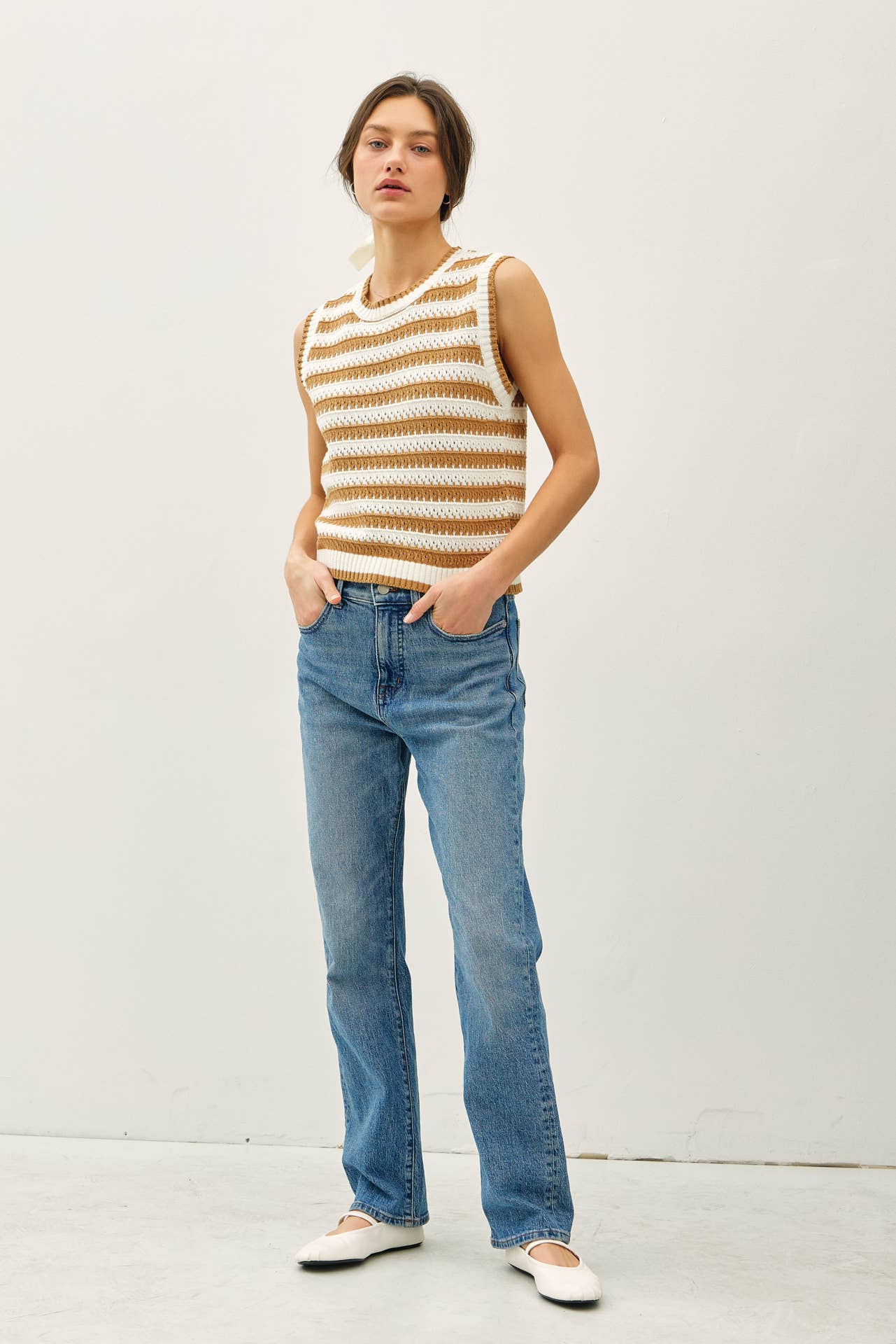 Be Cool - Wholesale Tank Top - Women's - POINTELLE CHUNKY KNIT STRIPED TANK TOP 7