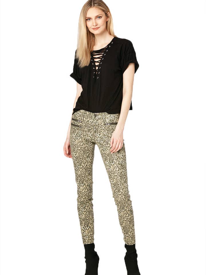Three-Zip Skinny Fashion Pants EM1036 for wholesale by ETIENNE MARCEL