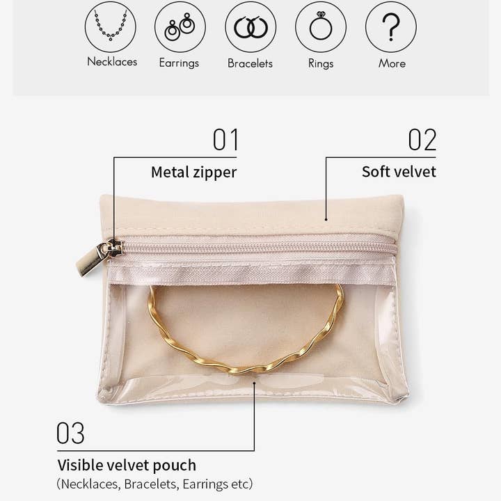 wandf - Wholesale Jewelry Box/Organizer - 6Pcs Portable Jewelry Storage Pouch, Transparent Zipper Bags3
