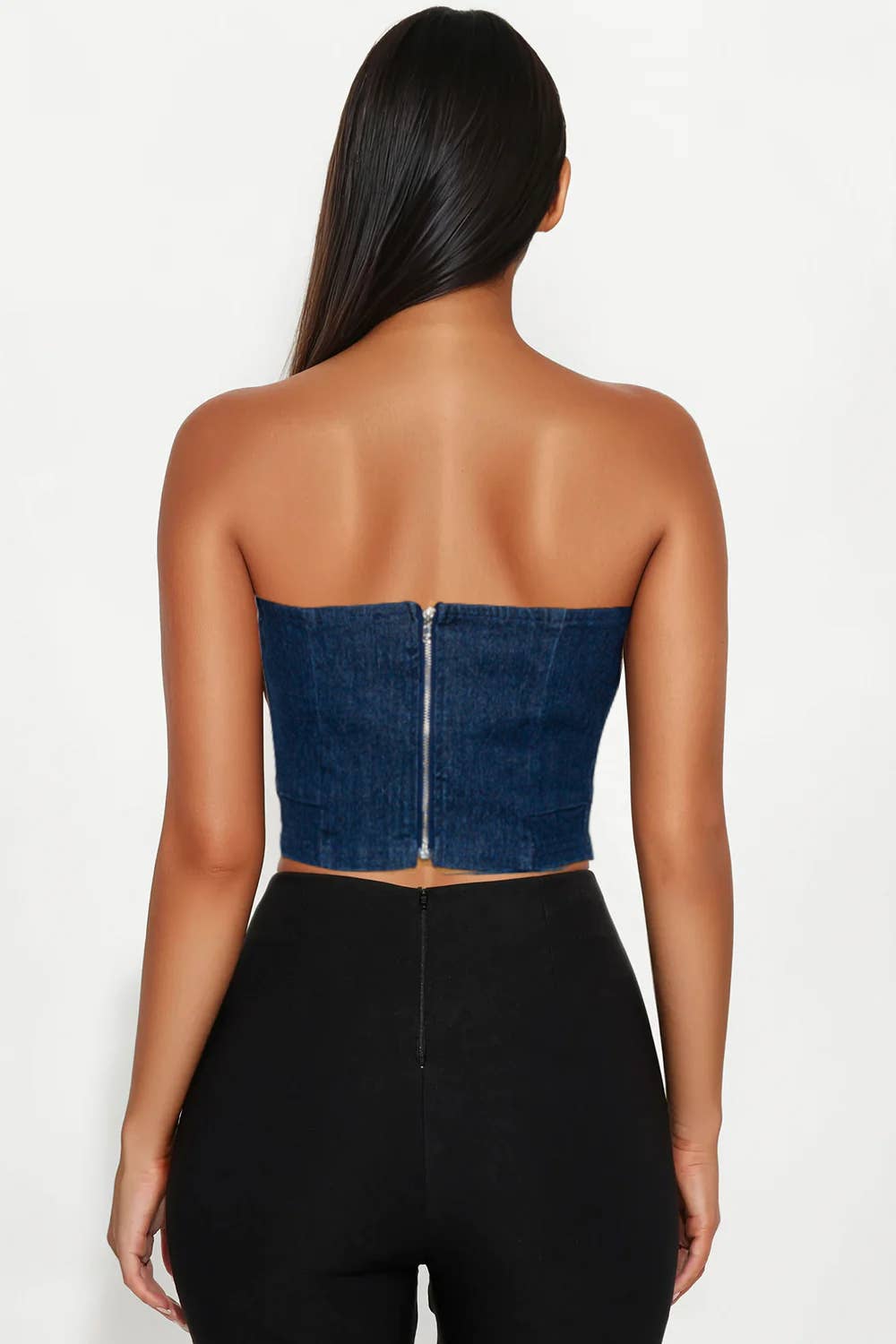 5besties inc - Vente Corset – femme - TOP COURT BUSTIER EN DENIM3