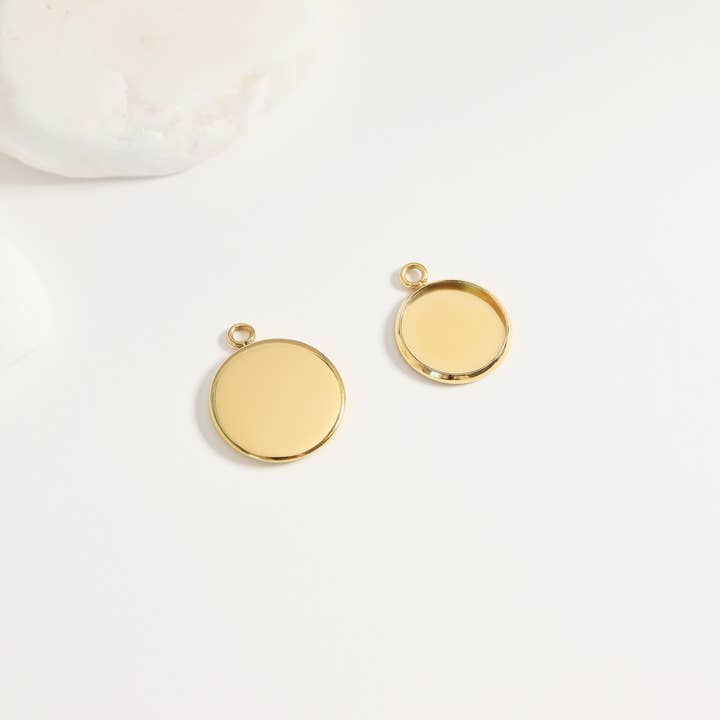 WJW - Wholesale Individual Charm/Pendant - Stainless Steel PVD Cabochon Bezel 10 Pack / ENC0020