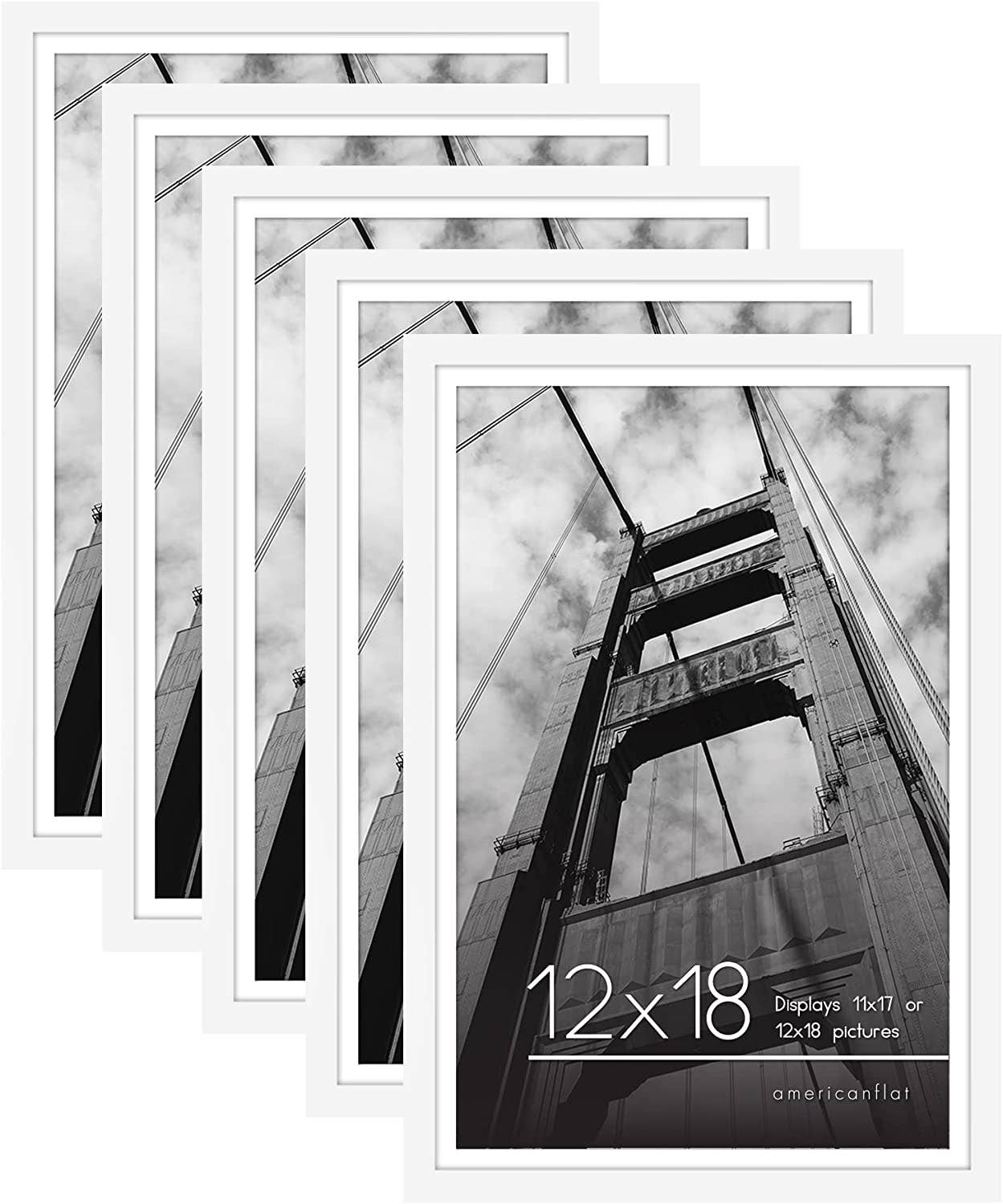 Americanflat - Wholesale Picture Frame - Americanflat Picture Frame with Mat Slim Molding (5 Pack)142