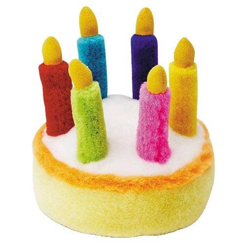 Multipet Birthday Cake Plush Dog Toy 5.5" for wholesale by Pet Palette Distribution