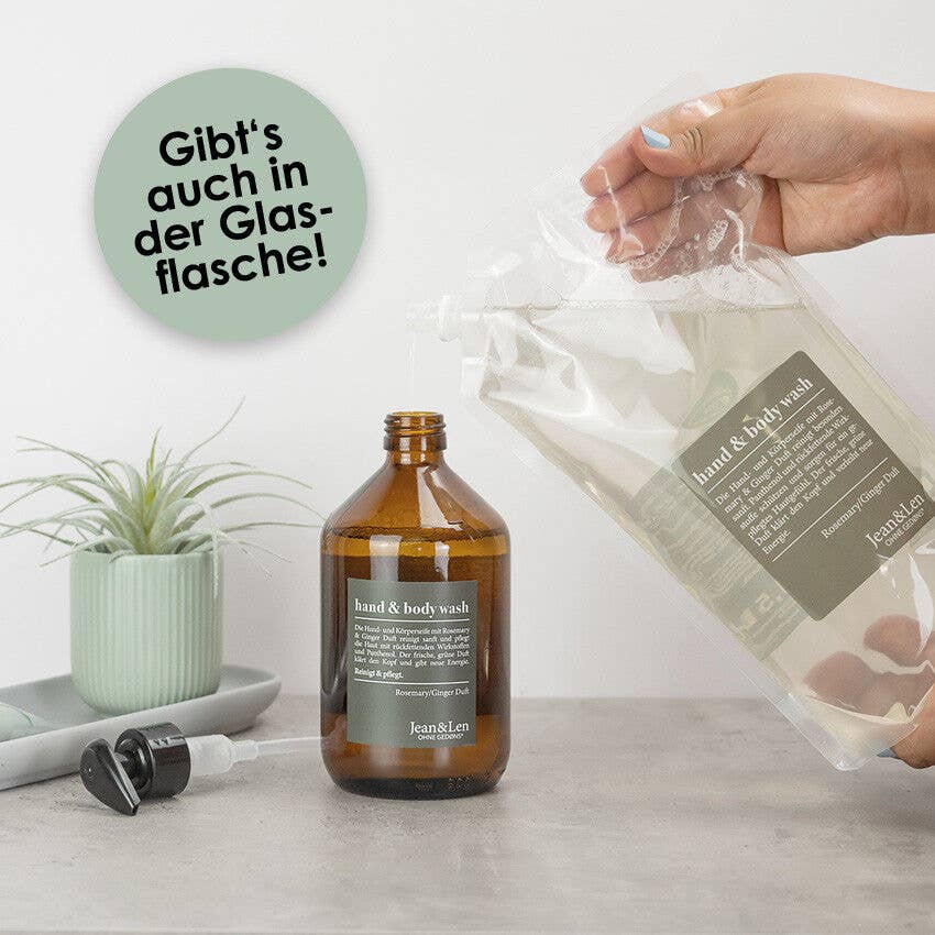 Jean & Len – wholesale Body wash/shower gel – Hand & Body Wash Rosemary/Ginger refill pack, 1.5 l2