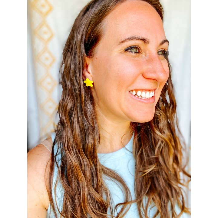 Lauren Likes Art - Wholesale Stud/Post Earrings - Lucky Charms Polymer Clay Heart & Star Stud Earrings3