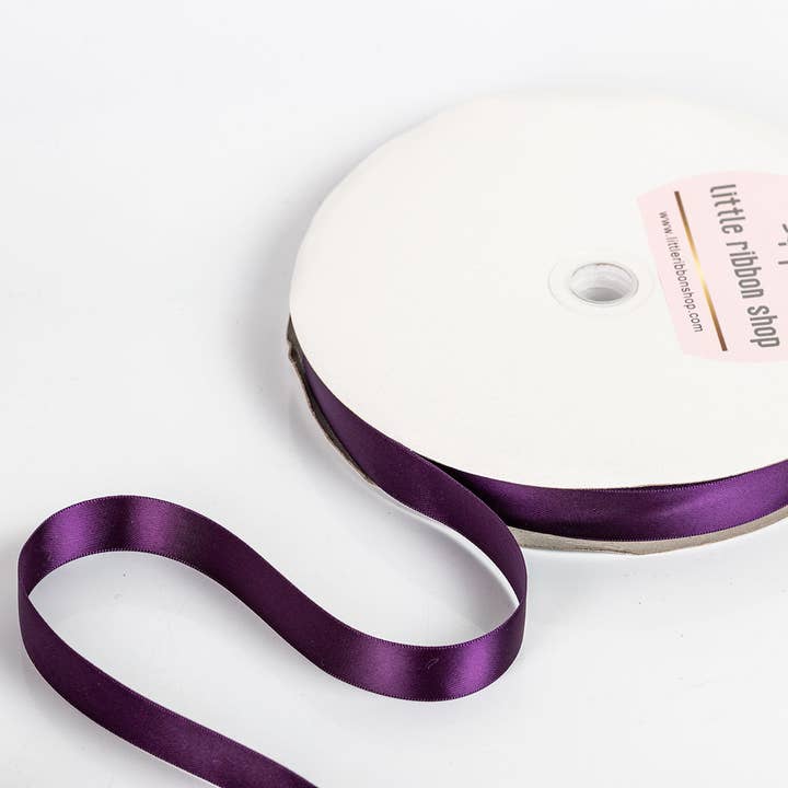 Little Ribbon Shop - Wholesale Ribbon - Gift Wrapping - Eggplant 46 Double Faced Satin Ribbon 100-Yard Roll1