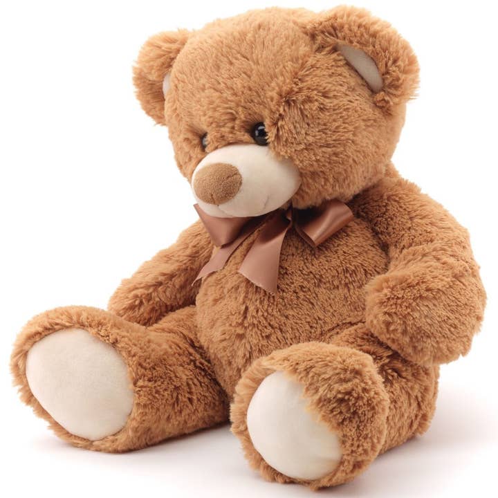 Uni Toys - Vente Peluche – enfant et bébé - Peluche avec nœud (marron clair) - doudouille/peluche