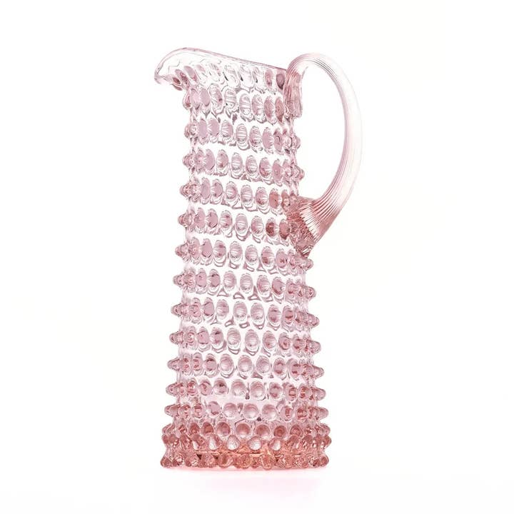 Tall Hobnail Jug | Petal Pink | 1.2L | Bohemia Crystal for wholesale by Maure Luxury Gifts