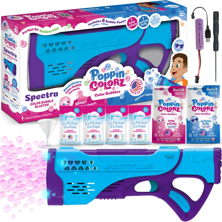 South Beach Bubbles - Wholesale Bubble Wand - Kids - PoppinColorz Spectra: Rechargeable Color Bubble Blaster1