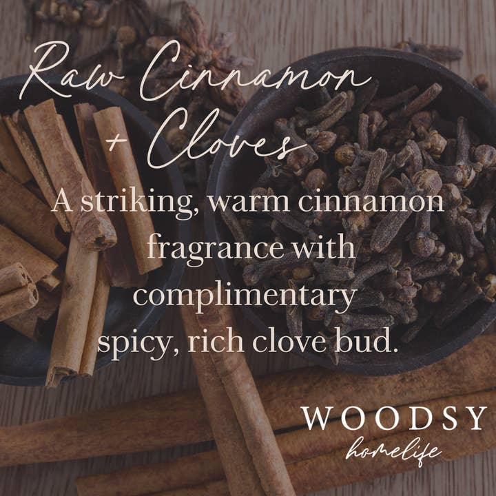 Woodsy Homelife - Wholesale Jar/Filled Candle - Raw Cinnamon & Cloves -Solid Brass 14oz Pure Soy Candle1