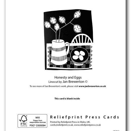 Cardiau Nico Cards - Wholesale Everyday Greeting Card - IGC093 Honesty and Eggs - Jan Brewerton