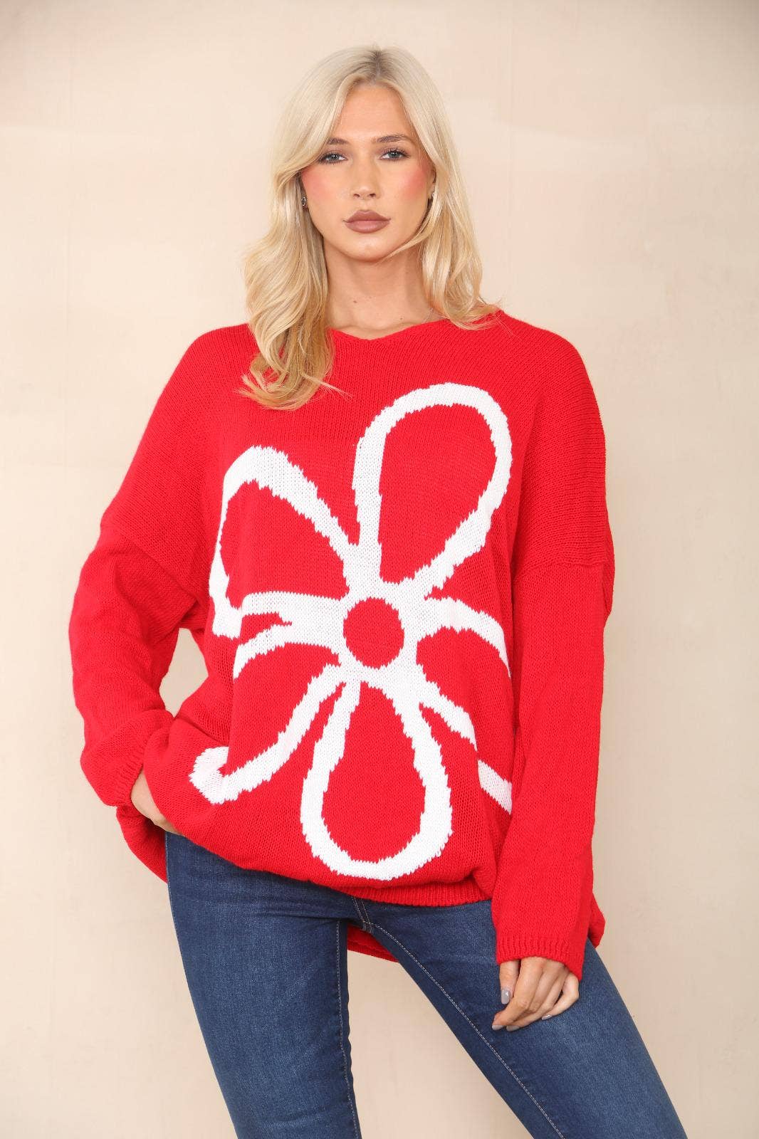 Miss Bold - Wholesale Tunic Sweater - Women's - Italian Oversized Floral Print Knitted Jumper Top31