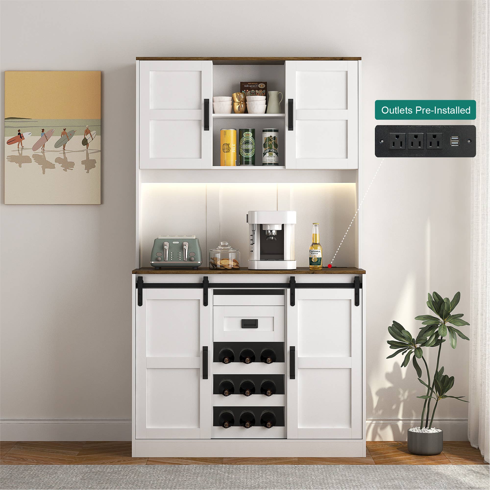 39F Inc. - Vente Armoire - Armoire de garde-manger 74", station de charge, support pour micro-ondes33