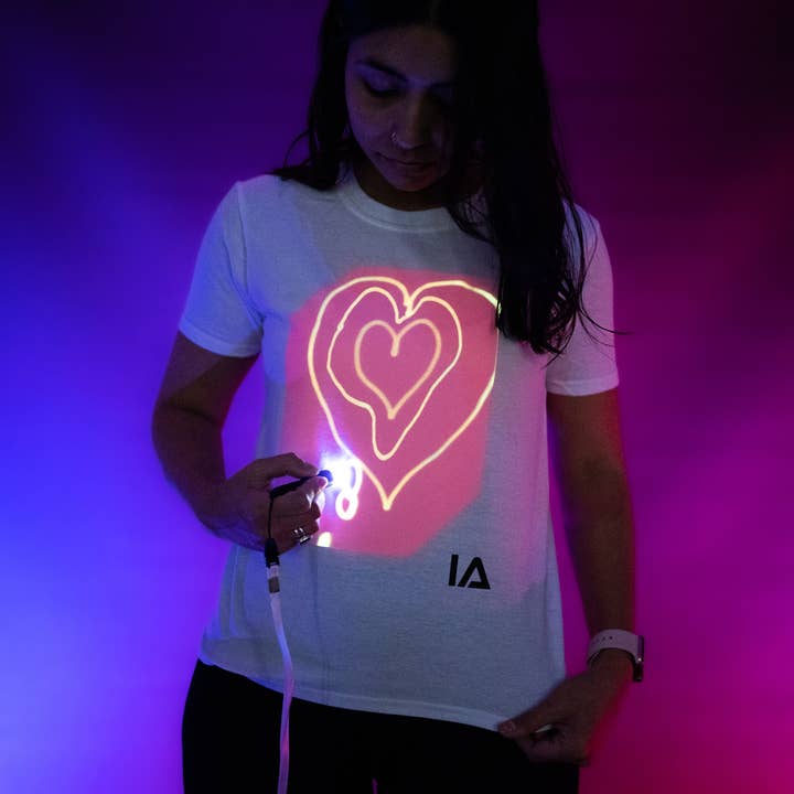 Kids Interactive Glow T-Shirts - White/Pink for wholesale by Illuminated Apparel