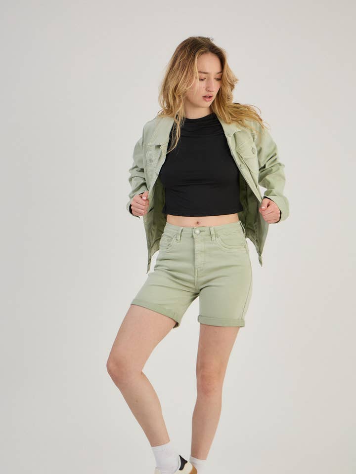 Light green Regular jacket in color (Stretch Cotton) "Romane" for wholesale on Faire