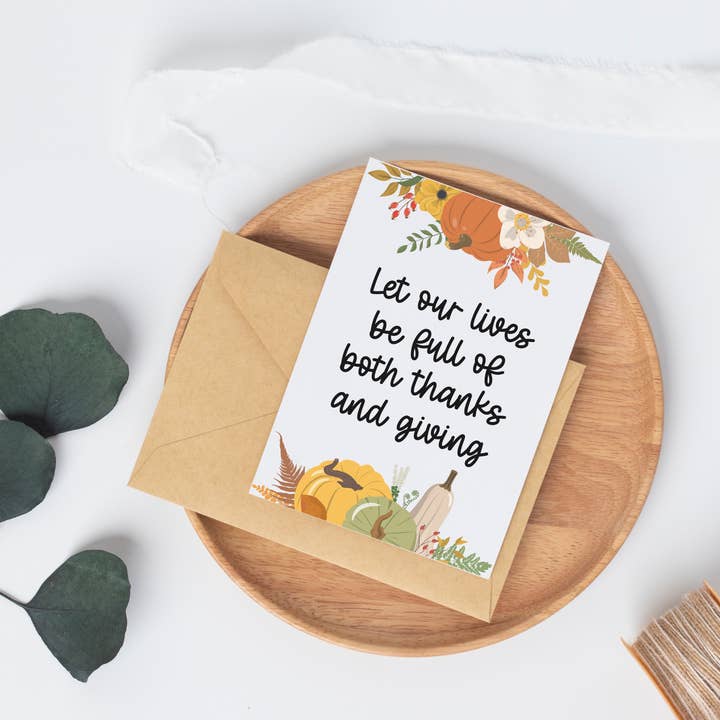 Carte de vœux de Thanksgiving - Que nos vies soient pleines de gratitude pour la vente par Elizabeth Riley Paperie