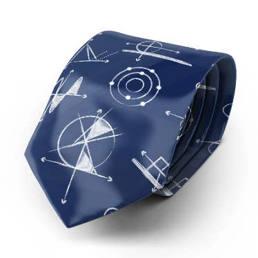 Chalkboard Diagrams Necktie (Blue) for wholesale by Vivid Biology