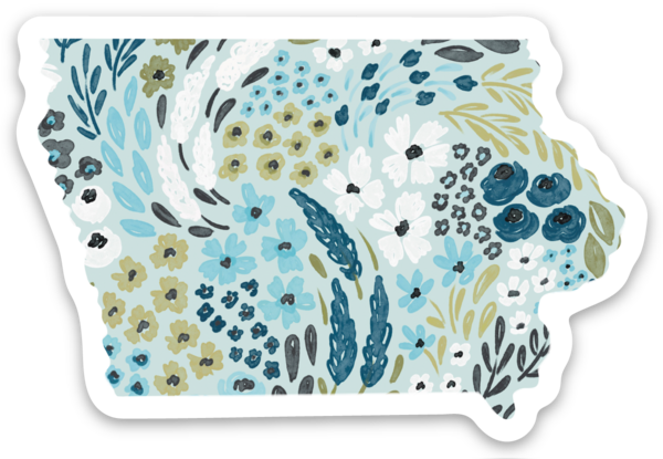 Elyse Breanne Design - Venta al por mayor Pegatina - Pegatina floral del estado de Iowa, 7,6 x 5 cm3