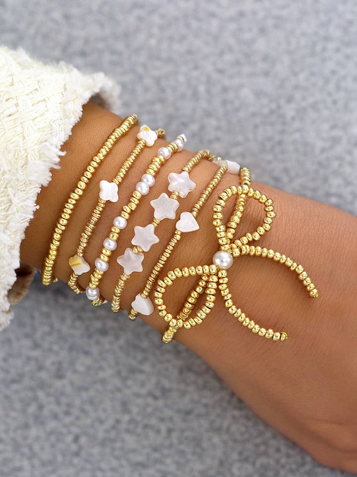 Bow Knot Star Heart Beaded Multi Layer Bracelet for wholesale by 1 the Woman