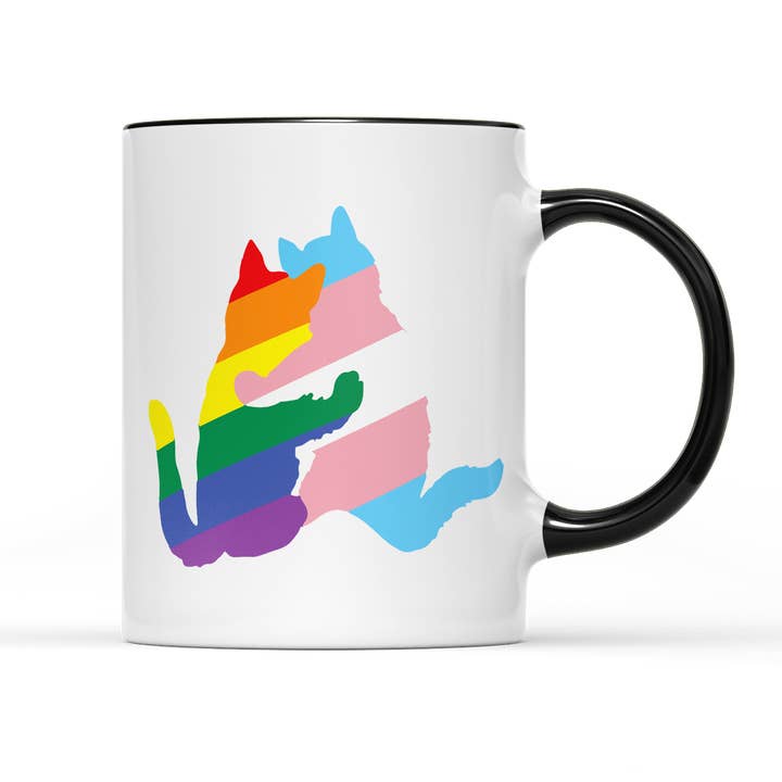 Pride Cats LGBTQ+ Illustration Mug | Rainbow & Trans Flag for wholesale by SmartyPants