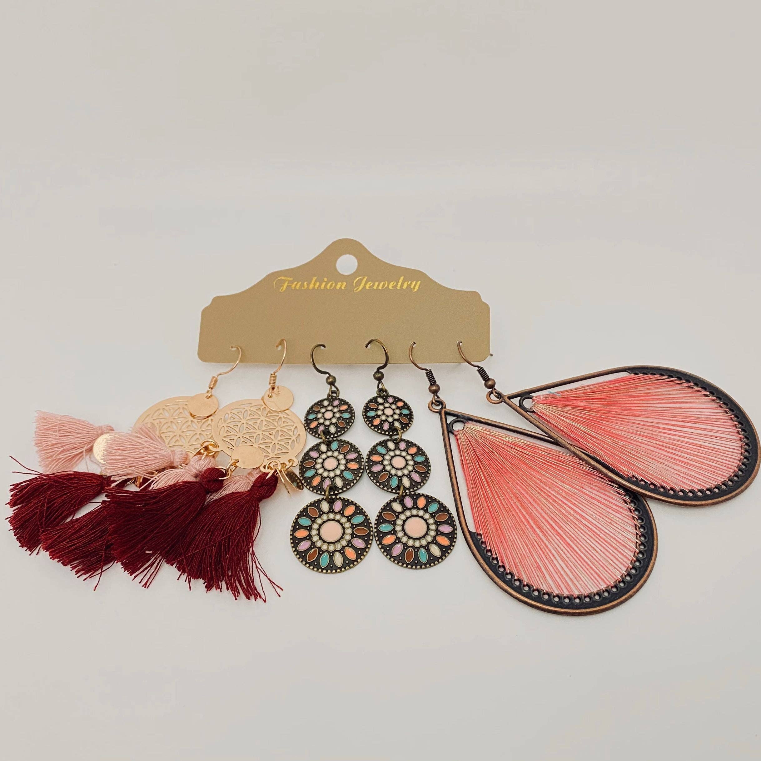 Mio Queena – wholesale Jewellery set – 3Pairs/set Boho Earrings in Different Styles - BJ21