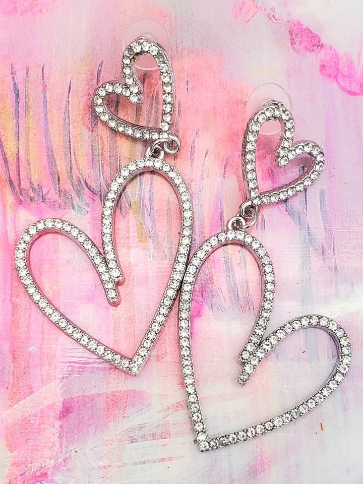 Rhinestone Dangle Hearts for wholesale by Embellished Whimzy