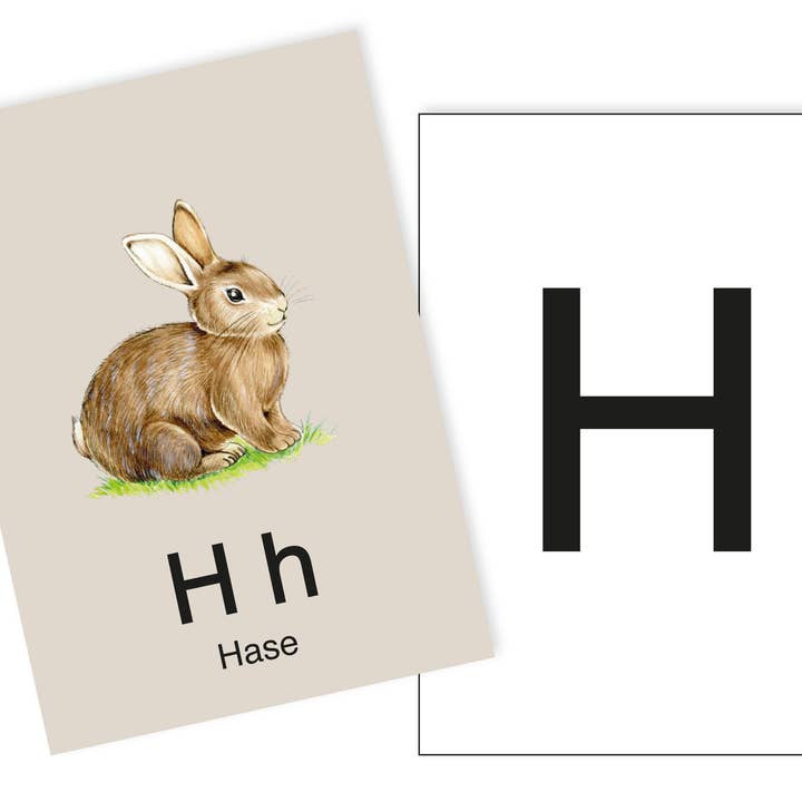 1 Postkarte H wie Hase Ergänzungskarte zum ABC Karten Set für den Großhandel von fioniony®