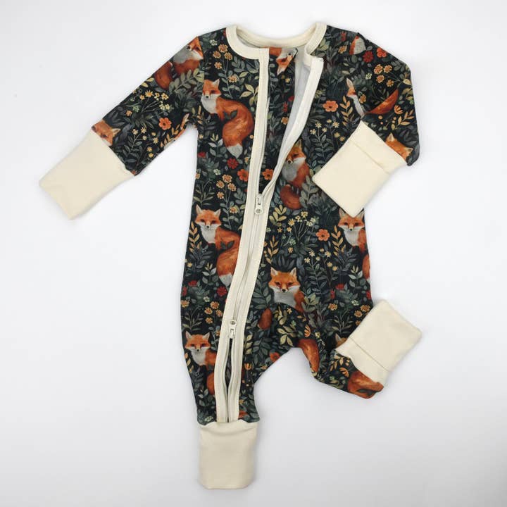 Earthy - Wholesale Sleepsuit - Baby - Organic Cotton Baby Pajamas 2-Way Zip Front Zipper Sleeper, Ebony1