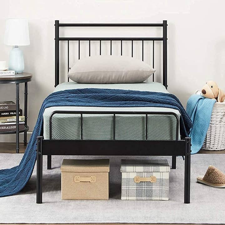 LUNA TWIN METAL BED FRAME #LUNA-TWIN-BK-XH-AN for wholesale by Gourmet Edge