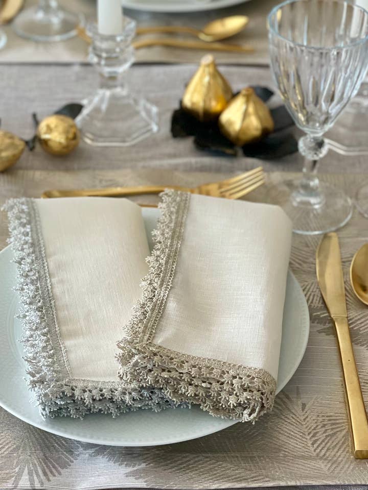 Moonlight Whispers Gold Linen Napkins, Set of 4 for wholesale by Mar & Terra Home