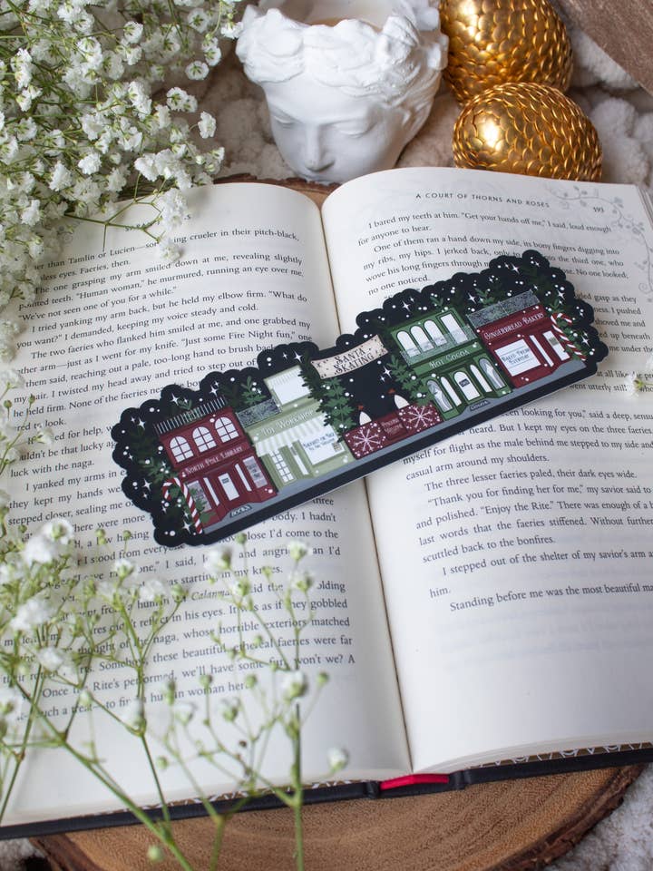 Christmas Village Street Die Cut Bookmark | Soft Touch for wholesale by Meaggie Moos